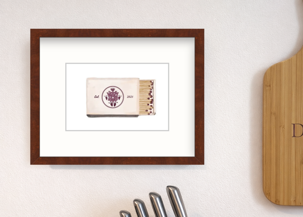 Framed art work, custom wedding logo 